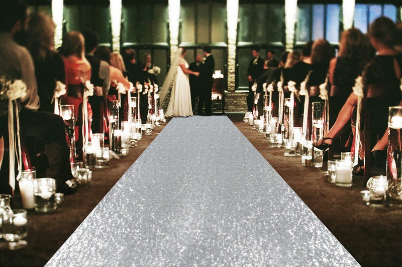 ShinyBeauty Aisle Runners for Weddings Silver 10FTX4FT Sparkle Runners for The Bride Carpet Runner Rugs Indoor Outdoor Ceremony Party - Image 1